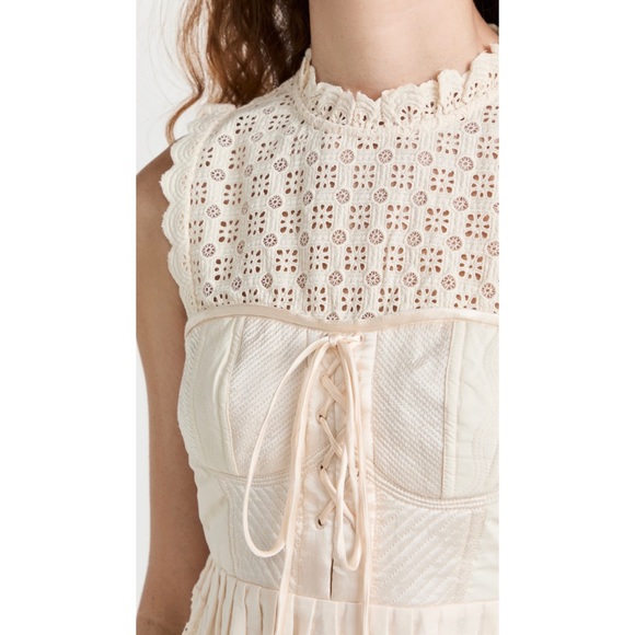 Ulla Johnson Sabrina Lace-Up Sweetheart Mini Dress Ivory 6 NWT - Picture 8 of 16